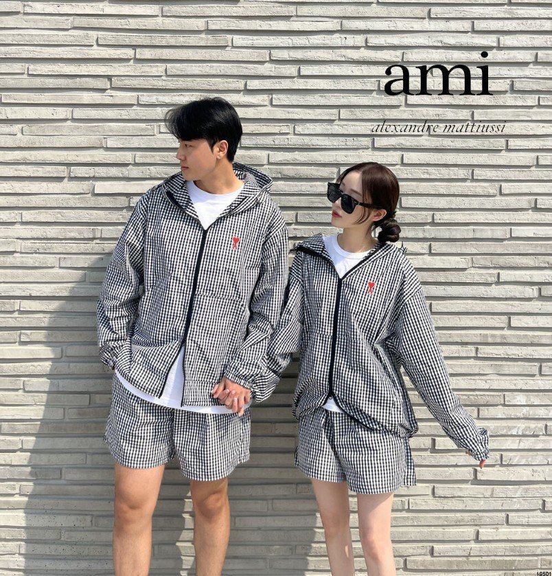 18501_AM 투웨이 체크바람막이 셋업